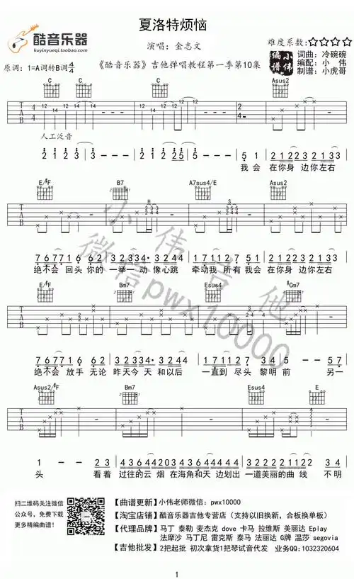 金志文《金志文 夏洛特烦恼吉他谱_吉他弹唱教学》吉他谱