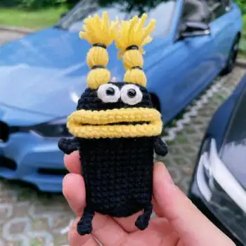 香肠嘴钥匙包 钩针编织香肠嘴钥匙包创意卡通毛线可爱车钥匙保护套抽