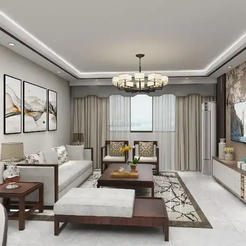 新中式客厅地砖效果图 新中式客厅瓷砖装修效果图