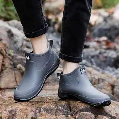 雨鞋男款厨房钓鱼防滑防水胶鞋夏季时尚潮流水鞋外穿软底短筒雨靴