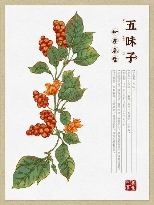 中草药手绘五味子完稿