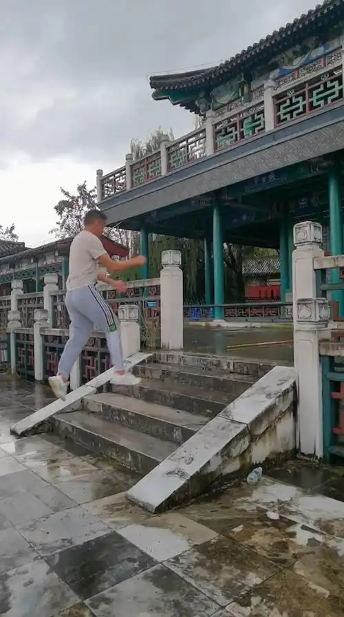 中华武术#空中四步跳了五步台阶