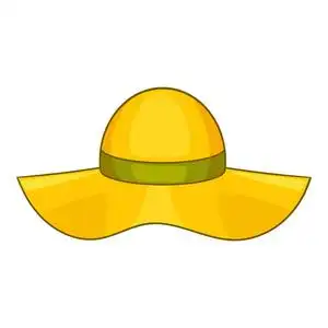 防晒工具太阳帽图标, 卡通风格照片