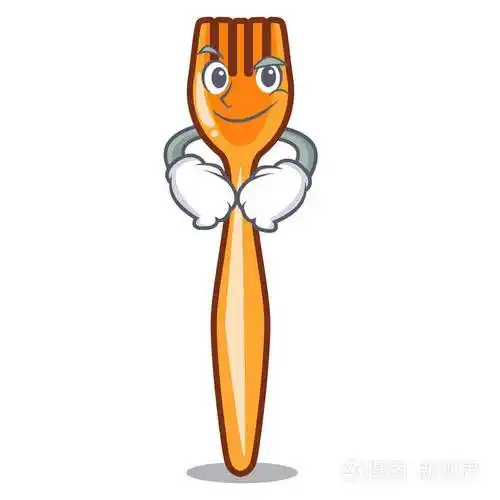 微笑塑料叉子卡通与孤立的矢量插图