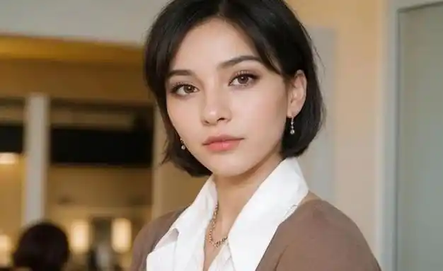 李连杰妻子利智白色领口上衣短发造型尽显年轻优雅