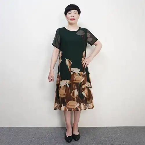 中长中老年妈妈夏装连衣裙款女5060岁婆婆长裙时尚中老年女装