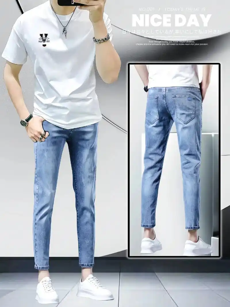 男士休闲潮流九分牛仔裤