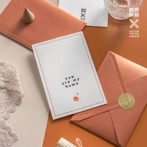 言纸贺卡爱情简约卡片祝福卡祝福情侣有物凸印贺卡