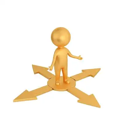 金色卡通3d立体站在箭头上的小人元素3d小人