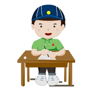 卡通认真上课写作业男孩手绘小男孩写作业努力奋斗拼搏学习看书写作业