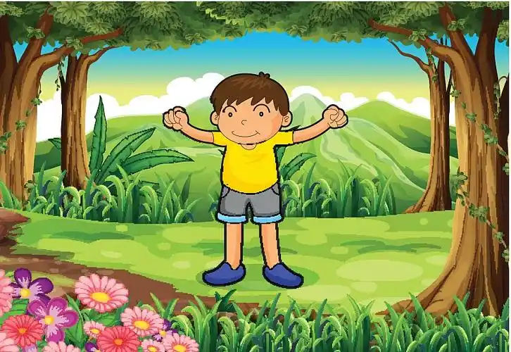 一个勇敢的孩子在丛林里图片