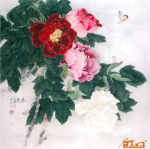 牛忠元工笔牡丹牛忠元牡丹牛忠元画牛忠元牡丹作品牛忠元六尺工笔牡丹