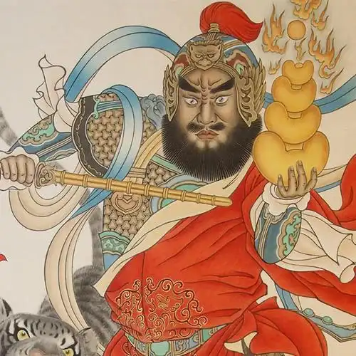 祭拜财神爷神像公正财神赵公明铜像摆件黑虎玄坛赵元帅木雕像赵元帅武