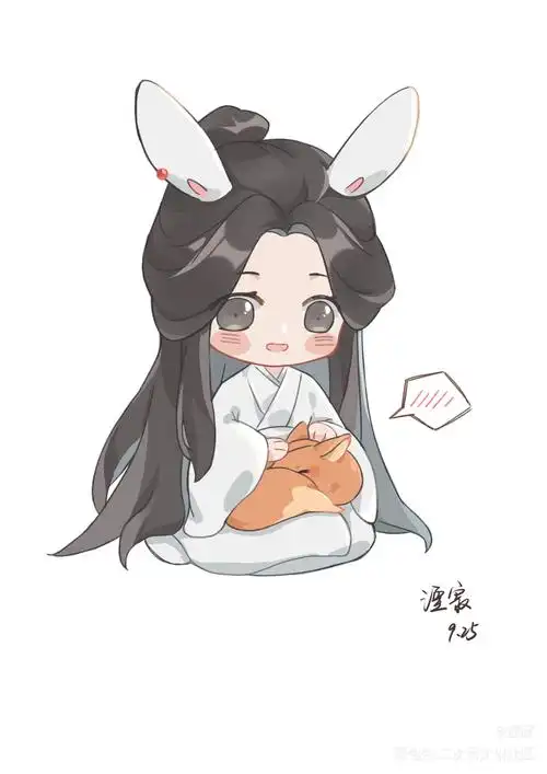 撸狐狸的兔子?_天官赐福花怜谢怜花城q版绘画作品