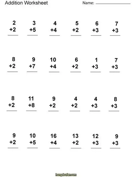 一位数加一位数简单口算竖式计算练习题打印