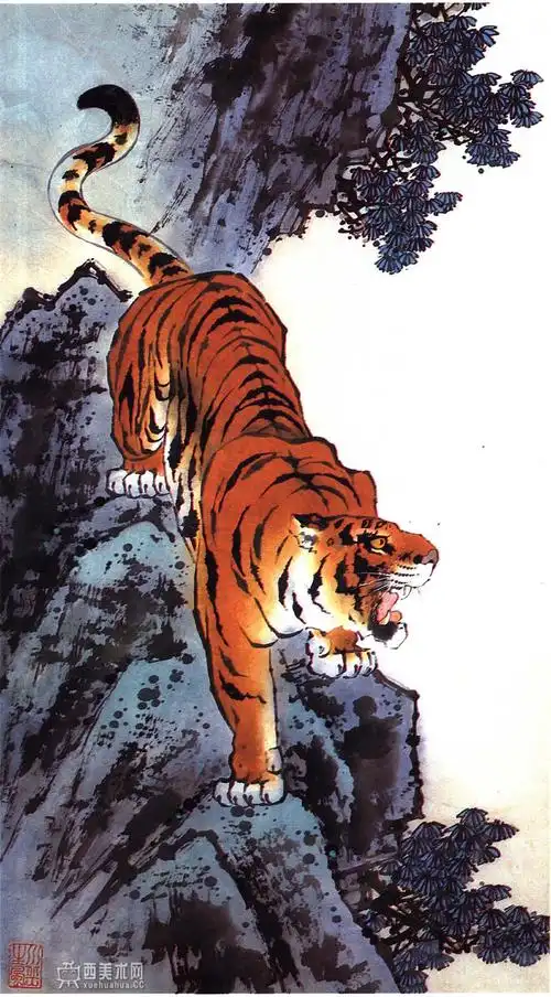 怎样画虎_朱育莲国画老虎图片欣赏【32幅】