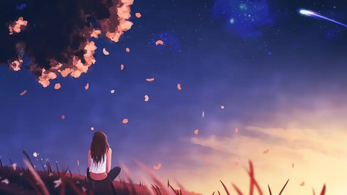 梦想女孩 希望 天空 树 唯美意境4k图片,4k高清动漫图片,娟娟壁纸