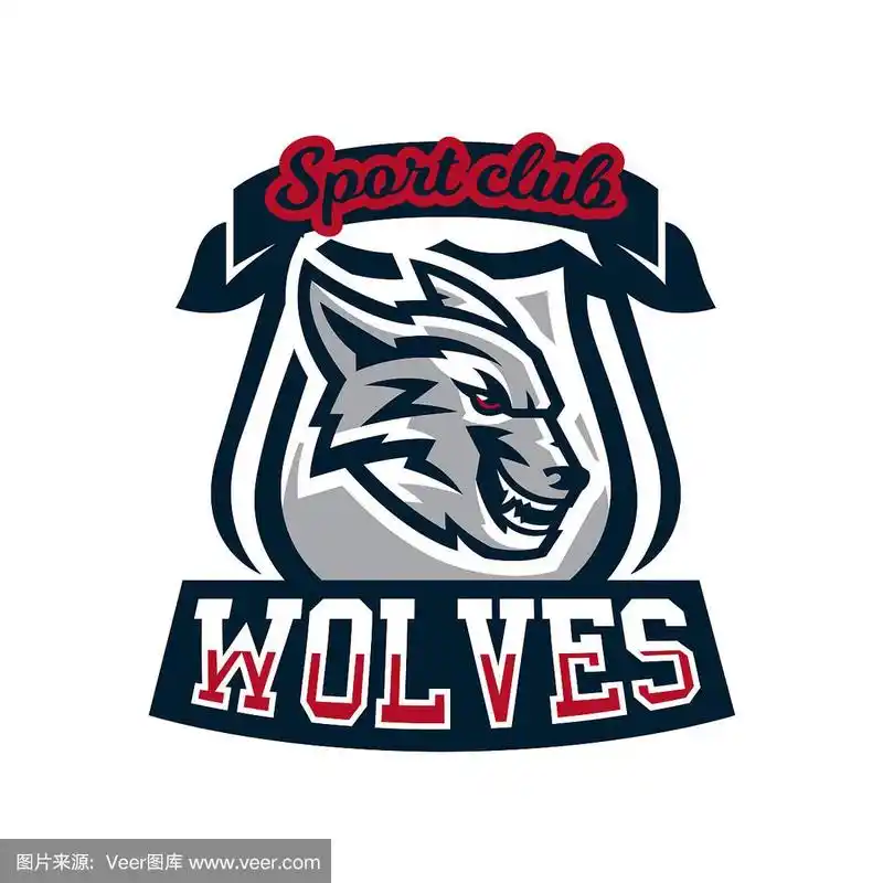 色彩鲜艳的狼徽标志贴纸咄咄逼人