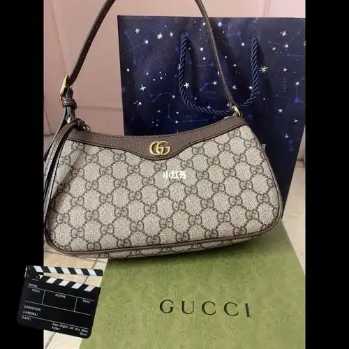 gucci新款ophidia老花腋下包开箱