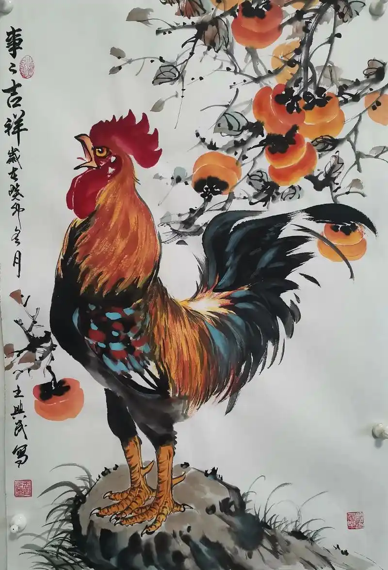王兴民国画公鸡:水墨写意大公鸡,喜欢的朋友评论区留言 - 抖音