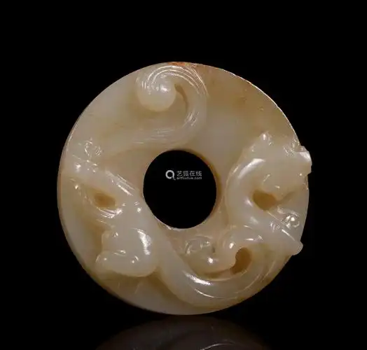 汉代 和田玉螭龙玉璧