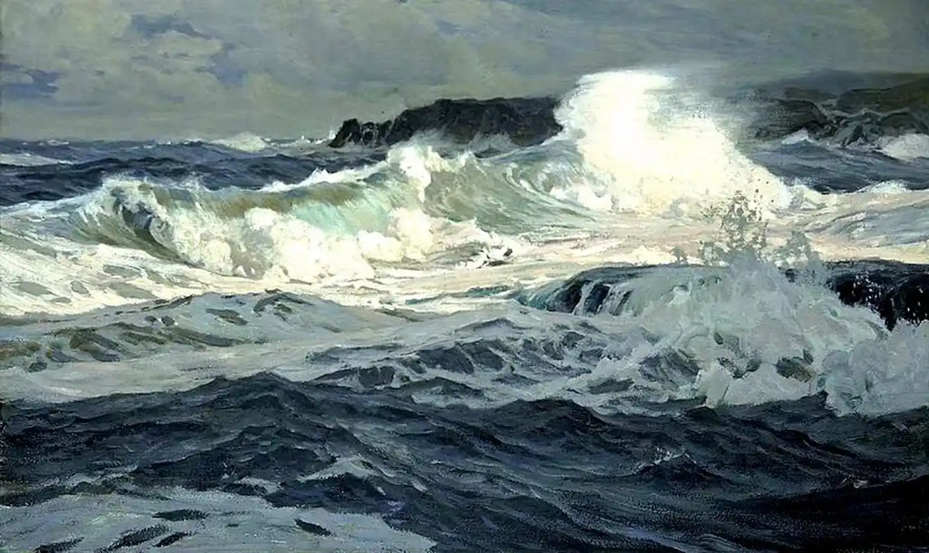 美国艺术家frederick judd waug海景油画作品欣赏,用写实的笔法描绘