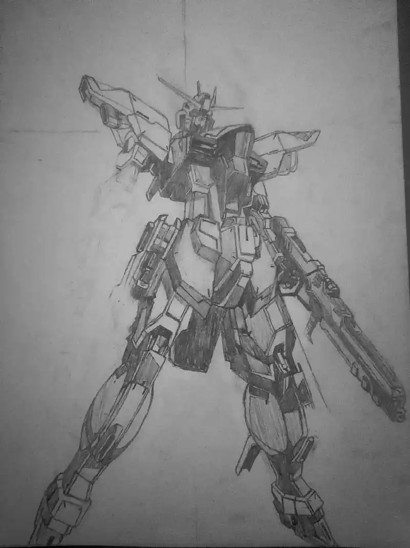 手绘自由高达.#素描#手绘高达 #素描 - 抖音