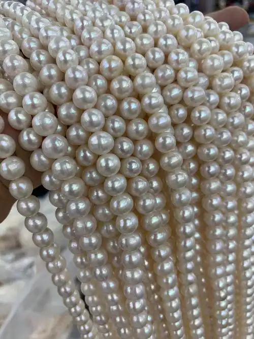 8-9mm近圆天然淡水珍珠散珠 微瑕强光珍珠项链诸暨淡水珍珠项链