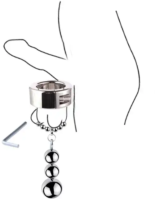 sm情趣用品男用不锈钢阴囊束缚器睾丸负重环阳具负重锻炼吊坠环