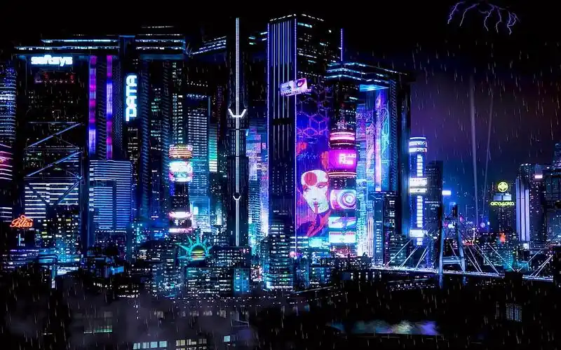 横屏观看晚上好啊夜之城赛博朋克2077戴上耳机