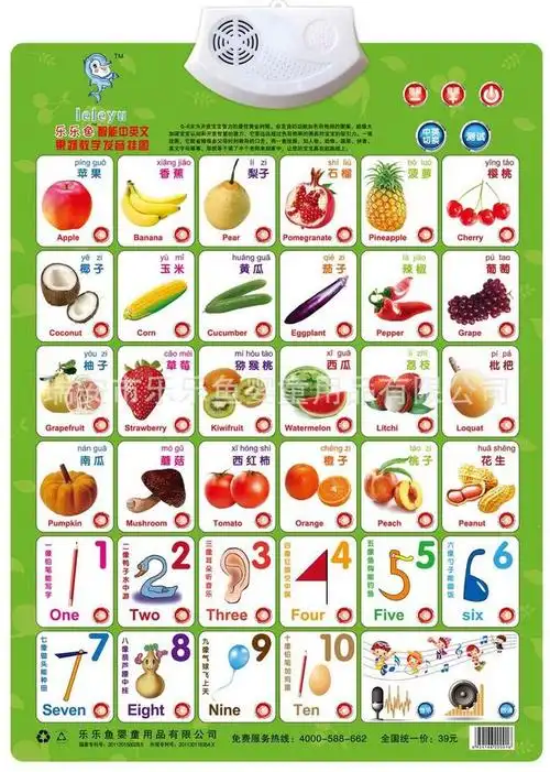 乐乐鱼 有声挂图 婴儿认知挂图 宝宝早教挂图 语音发声学习挂板