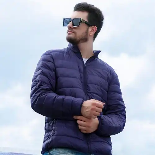 闪电客轻薄羽绒服男短款大码连帽超薄轻便中青年保暖防寒白鸭绒秋冬