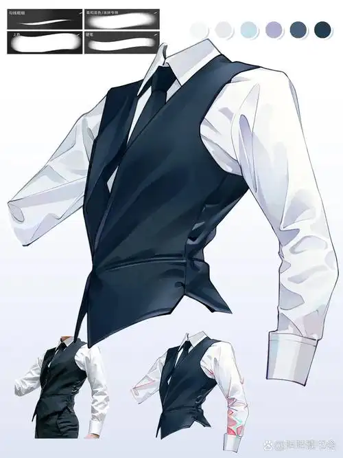 二次元西装画法 🎨绘画工具:ps wacom手绘板 	 这次又是西装,不过是