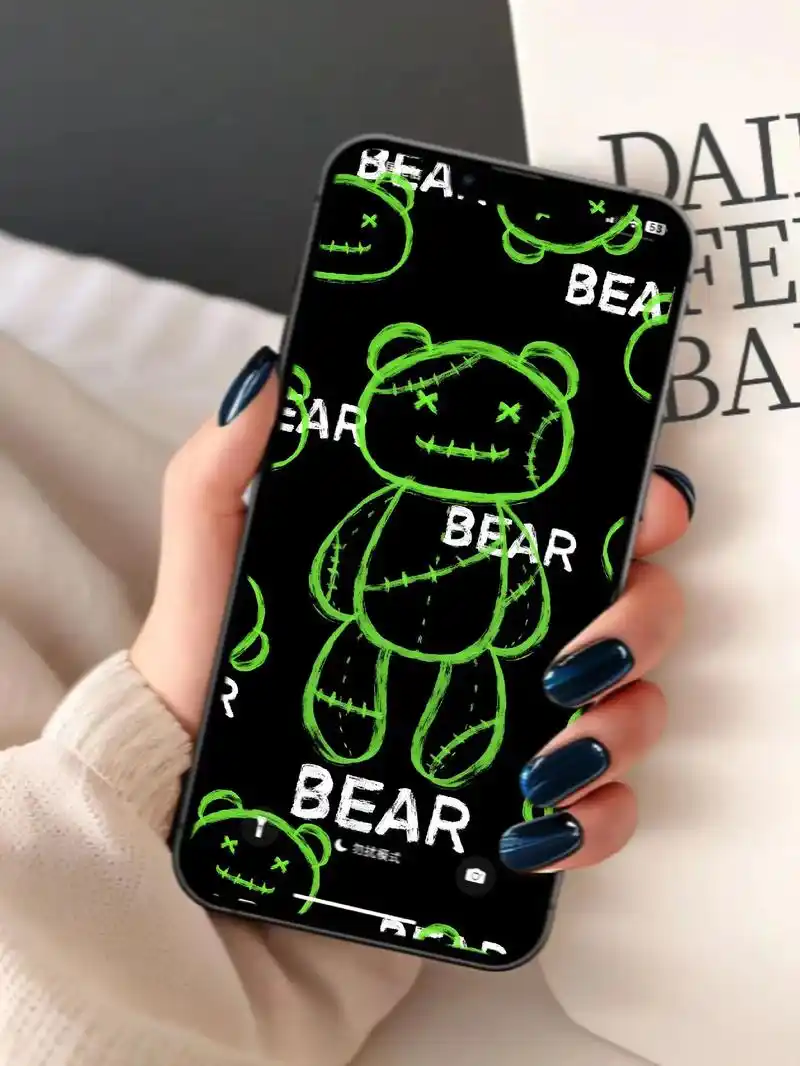 简约线条熊高清壁纸锁屏壁纸.