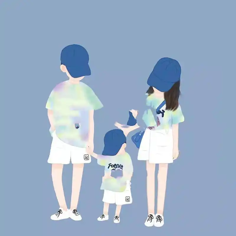 一家三口 儿子 亲子头像背景