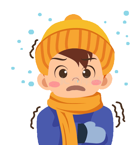 冷的发抖男孩冬天下雪下雨冬季戴帽子围巾动图gif