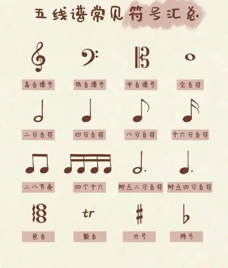 五线谱符号总汇#五线谱入门 #乐理 #干货分享 - 抖音