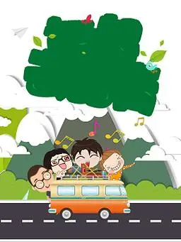 春游卡通手绘海报背景