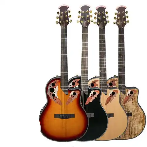 【乐器旗舰店】黄家驹41寸葡萄孔电箱款单板民谣初学个性木吉他酒