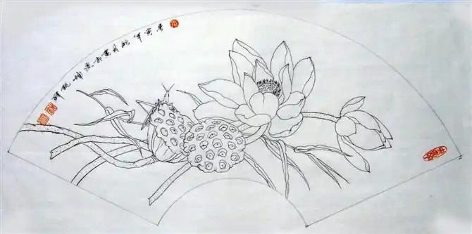 玉锐锋的工笔扇面作品