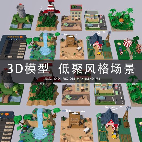 g451-c4d/maya/3dmax三维模型 lowpoly低聚风格场景 3d模型素材