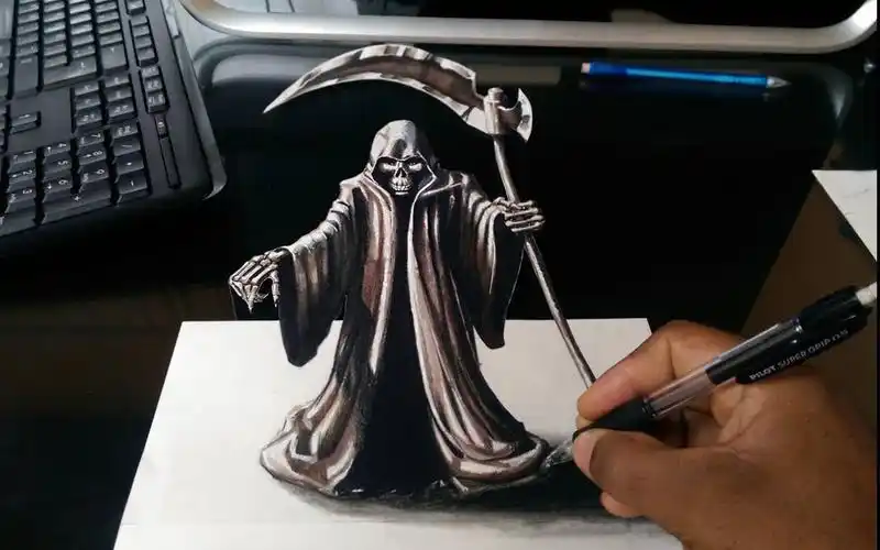 当死神来了!映照在纸上【3d立体画】
