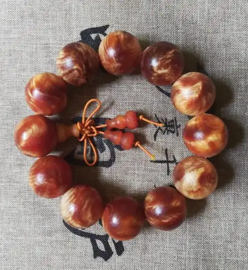 妙聚福明子琥珀木手串东北沉香满油全透瘤疤20闪电纹松明丁手链火烈纹