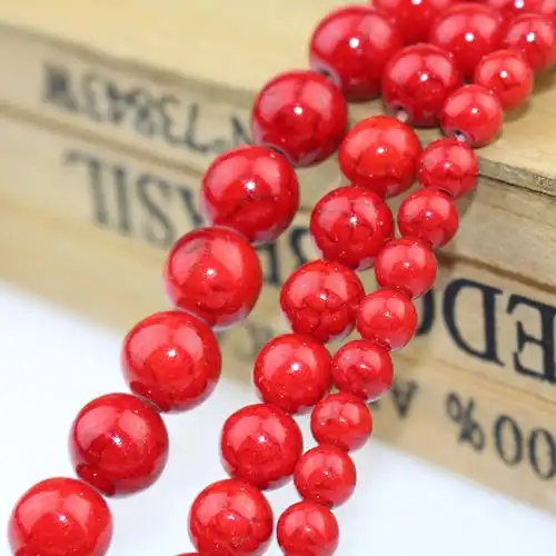 天然红松石 优化红松石 高亮优质红松石圆珠 diy佛珠饰品配件