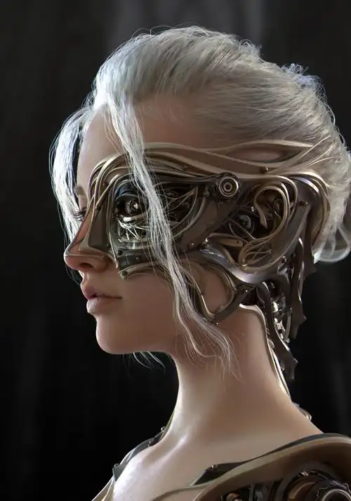 金星女孩赛博朋克机械人像设计