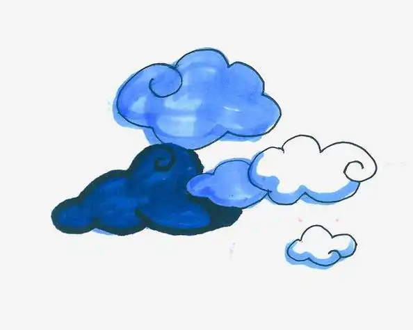 蓝色简笔画云朵 简笔画图片大全-普车都