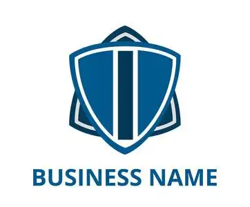 蓝色简单三角盾形六角星标志图形设计以现代清洁的样式为保护或安全