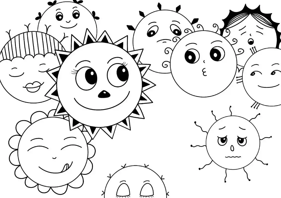 十个太阳线描画学习线描基础知识和各种表情