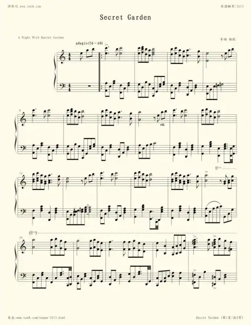 钢琴谱 - secret garden(神秘花园)