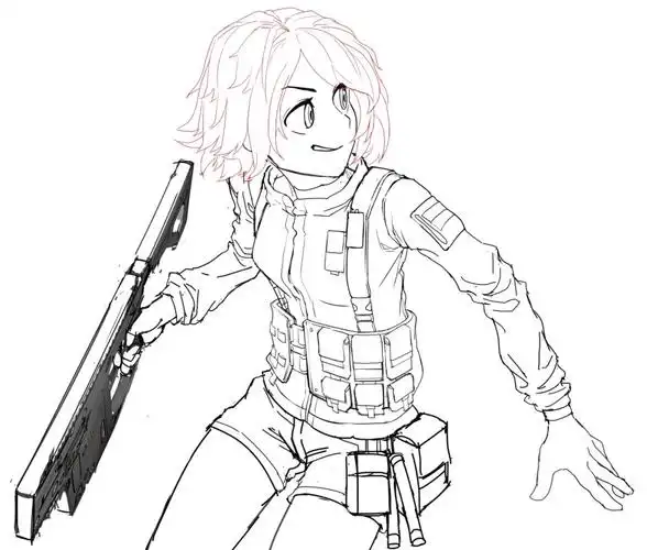 长期作业2的能天使线稿中